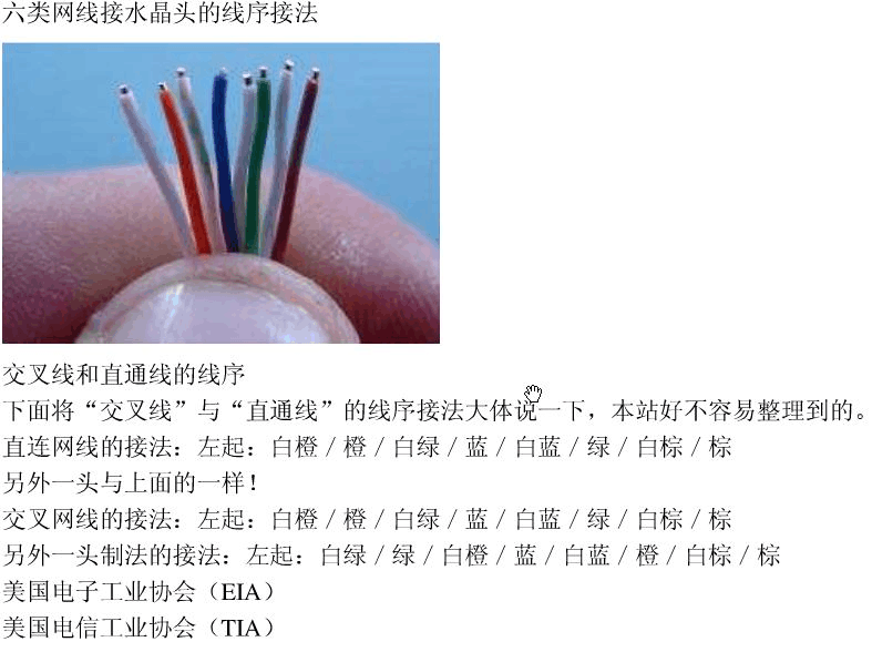 六類網(wǎng)線接水晶頭的線序與接法詳解